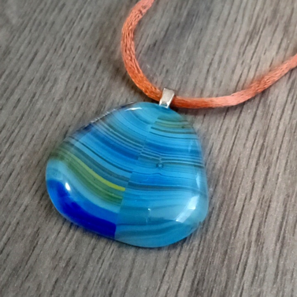Handmade Small Blue Glass Pendant